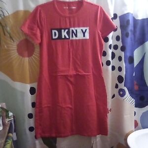 DKNY Sport Vibrant Orange Short Sleeve T-shirt Dress Sz Medium